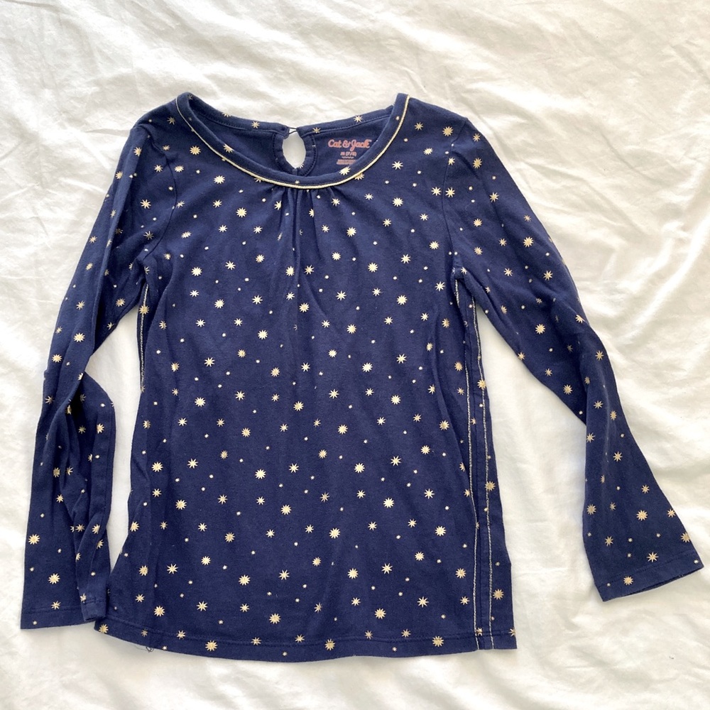 Cat & Jack gold and navy star shirt